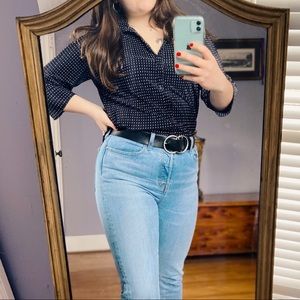 Polka-dot crinkle blouse